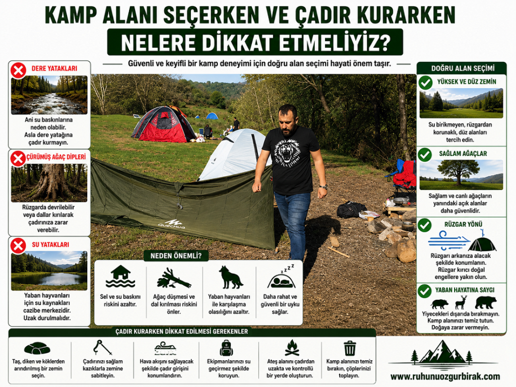 Kamp Bölgesi Seçerken ve Çadır Kurarken Dikkat Edilmesi Gereken Hayati Kurallar 2