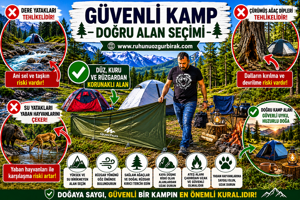 You are currently viewing Kamp Bölgesi Seçerken ve Çadır Kurarken Dikkat Edilmesi Gereken Hayati Kurallar