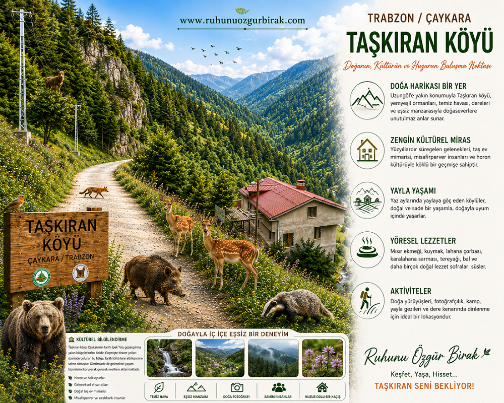 You are currently viewing Trabzon Çaykara Taşkıran Köyü: Tarihi, Doğal Zenginlikleri, Biyolojik Çeşitliliği ve Karadeniz’in Saklı Yaşam Hazinesi